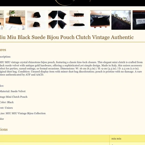 Miu Miu Black Clutch with Crystal Accents - Picture 9 of 9